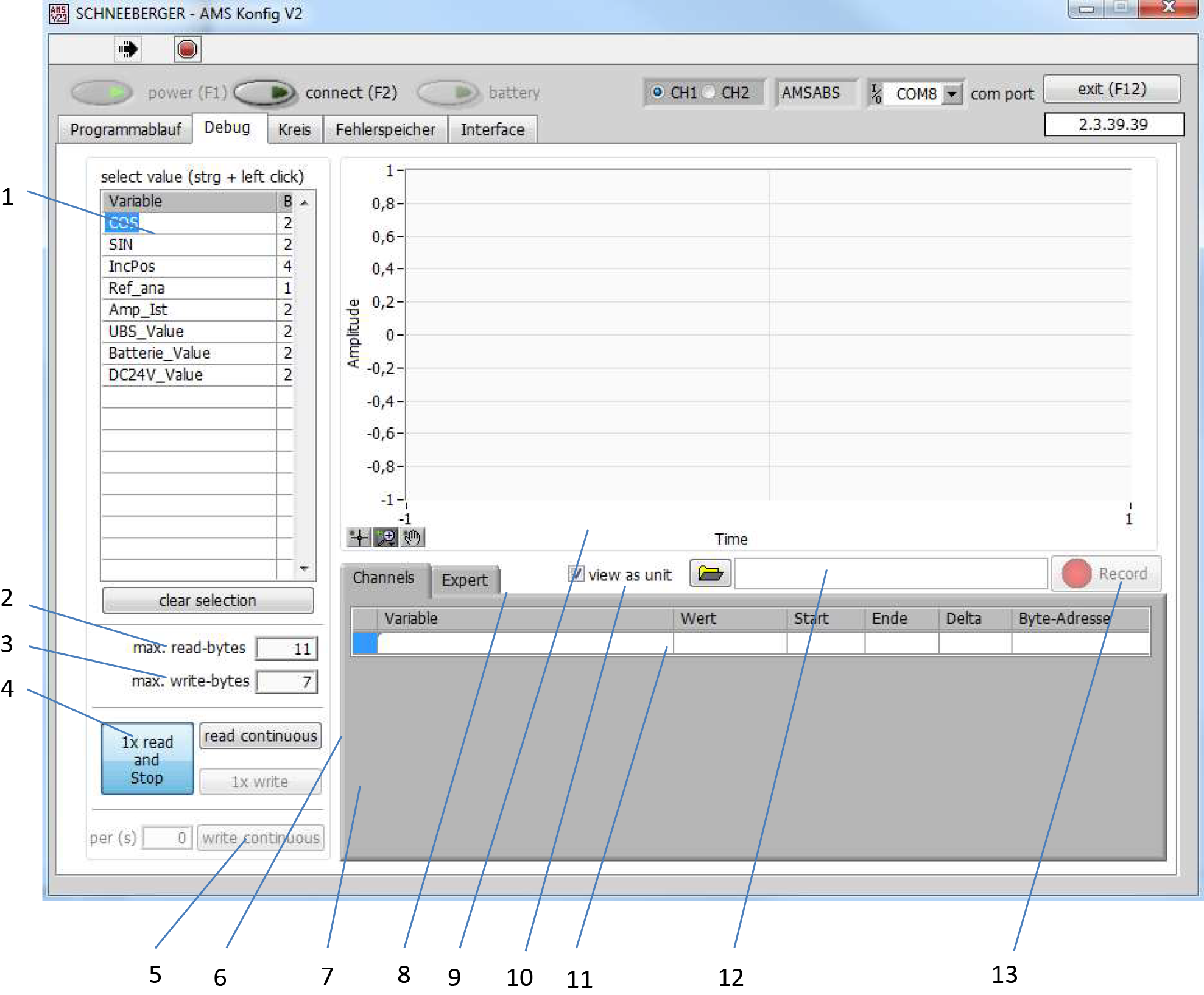 Debug 示波器介面