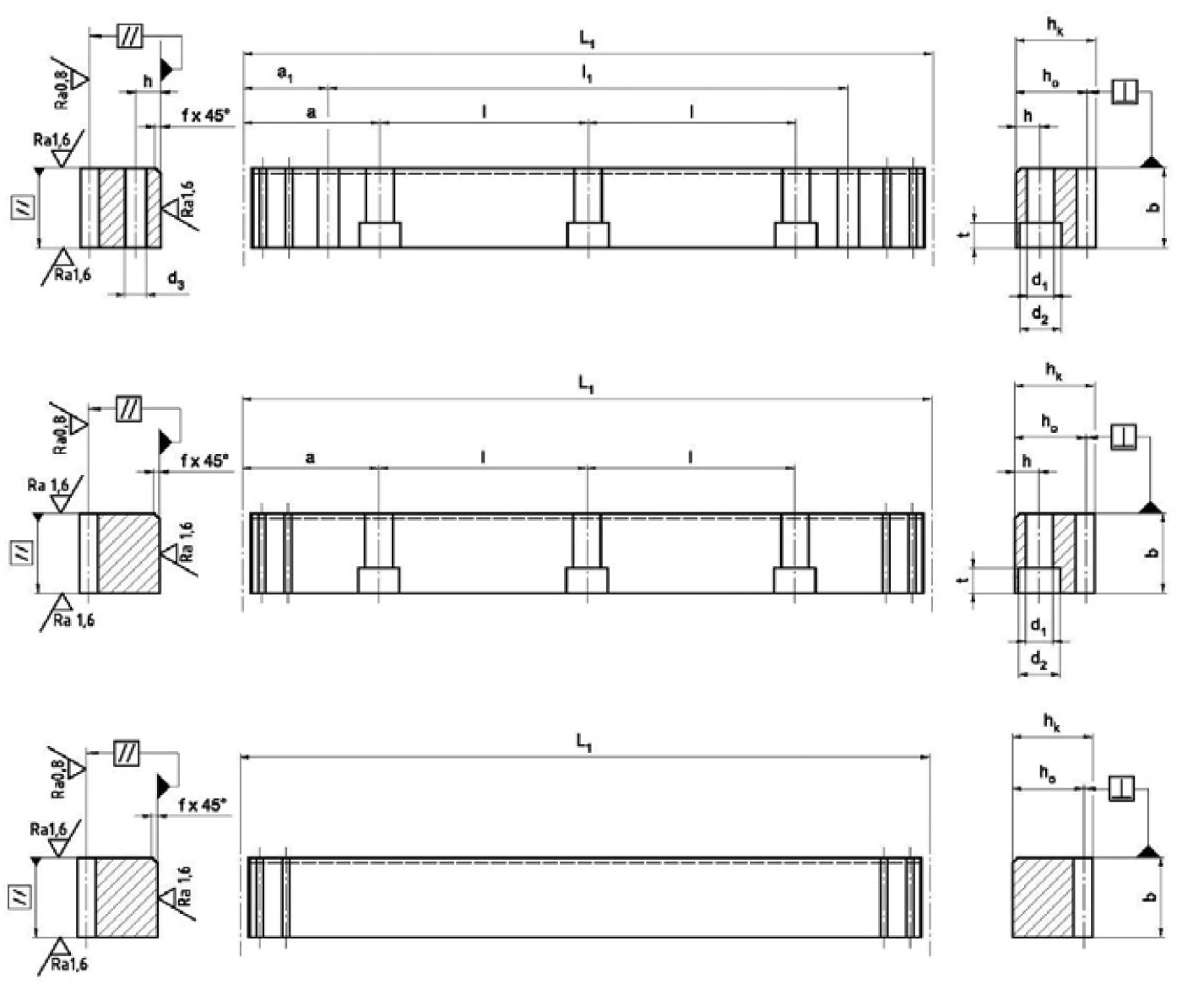 Q6 不鏽鋼直齒齒條尺寸圖