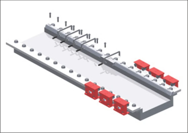 使用組裝治具安裝下一支齒條