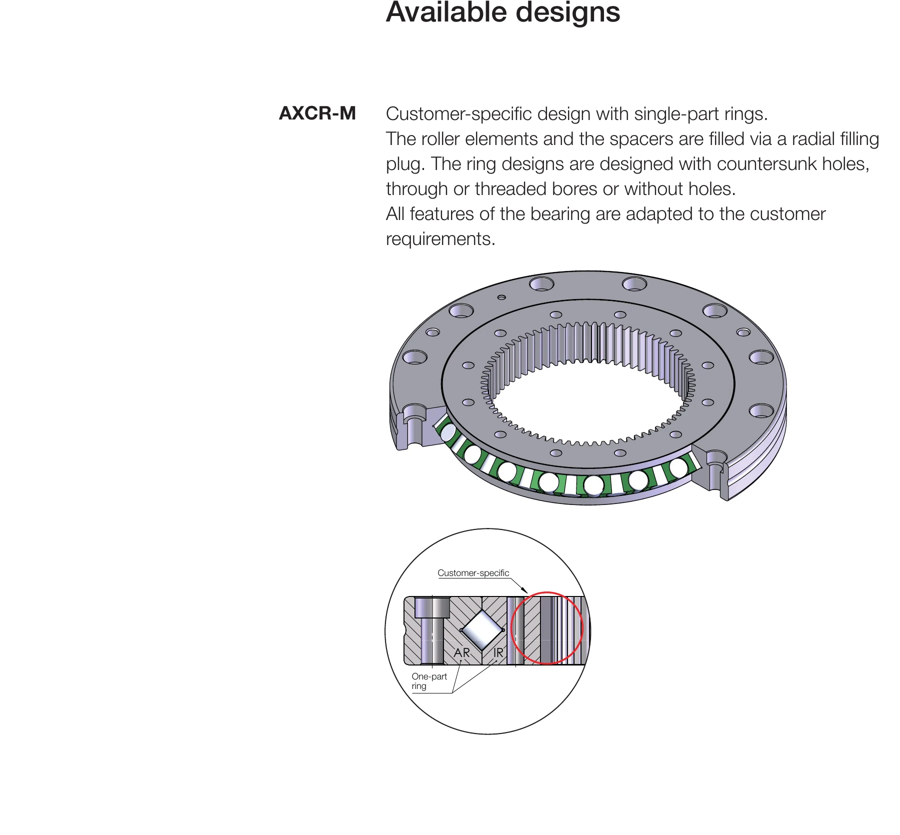 AXCR-M 客製化軸承設計