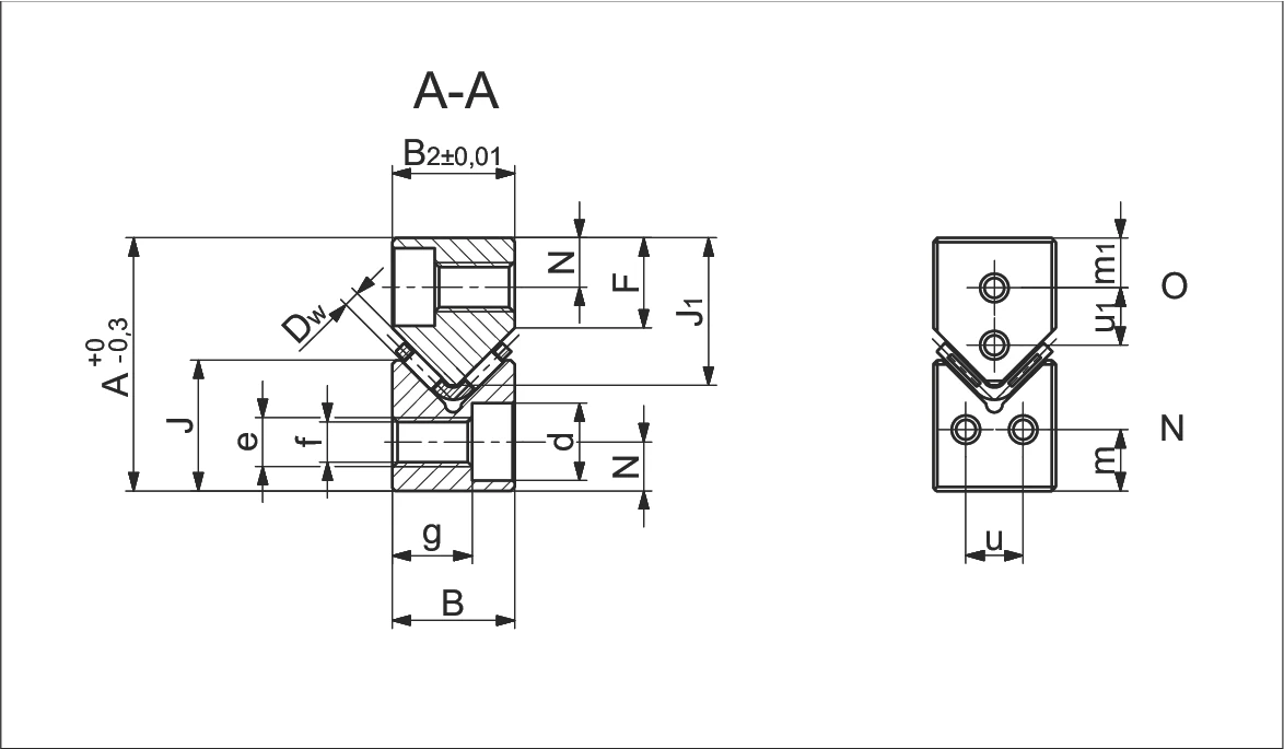 Type N/O 尺寸圖 - 上視圖