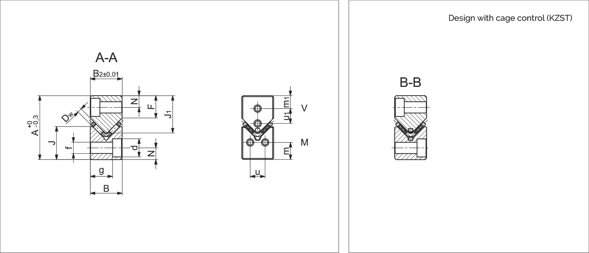 Type M/V 線性導軌尺寸圖