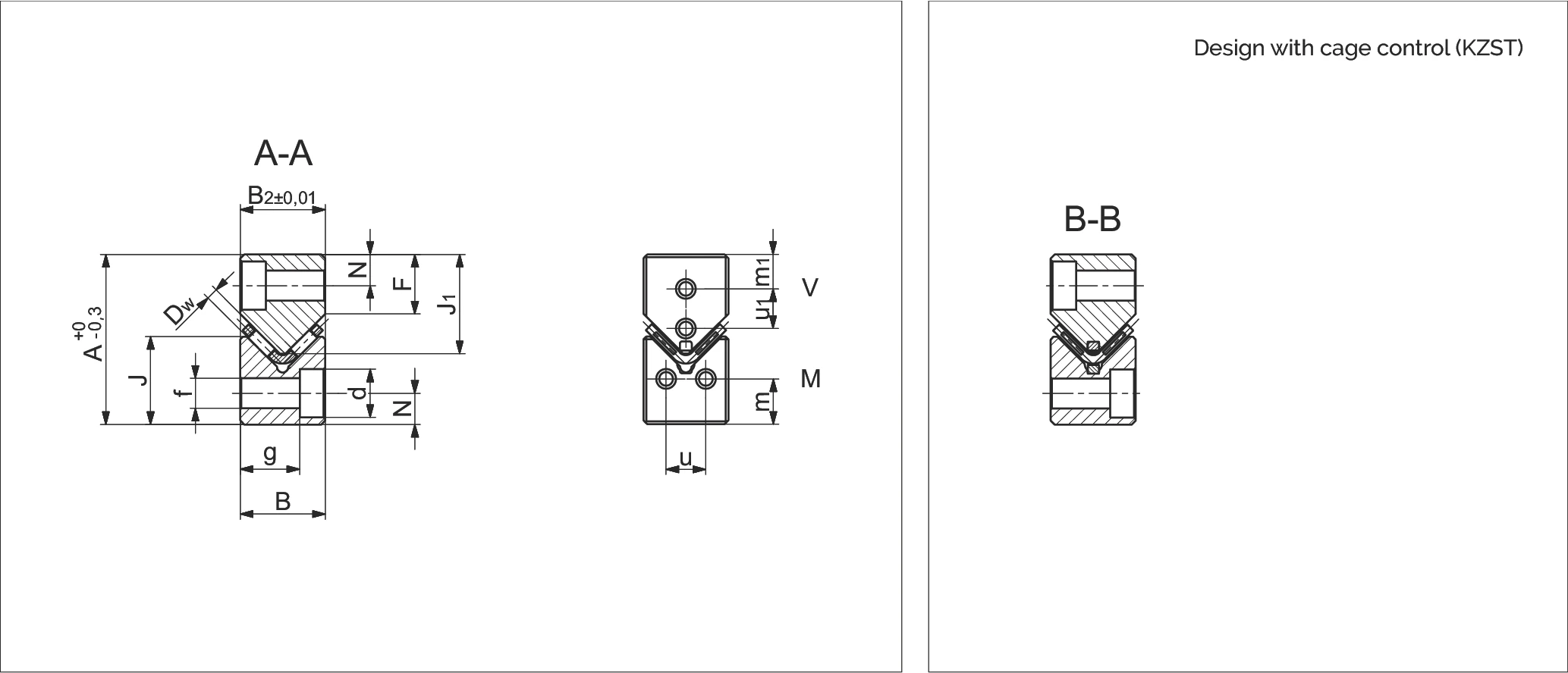 Type M/V 線性導軌尺寸圖