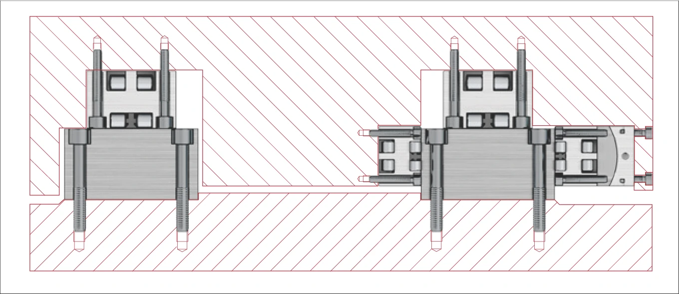 Type NRT 循環單元與 Type E 表面導軌範例