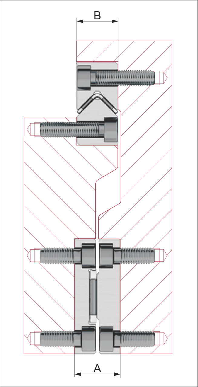 Type N/O 或 M/V 懸掛線性導軌與 Type L/M 表面導軌範例