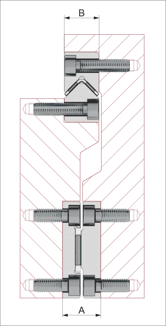 Type N/O 或 M/V 懸掛線性導軌與 Type L/M 表面導軌範例