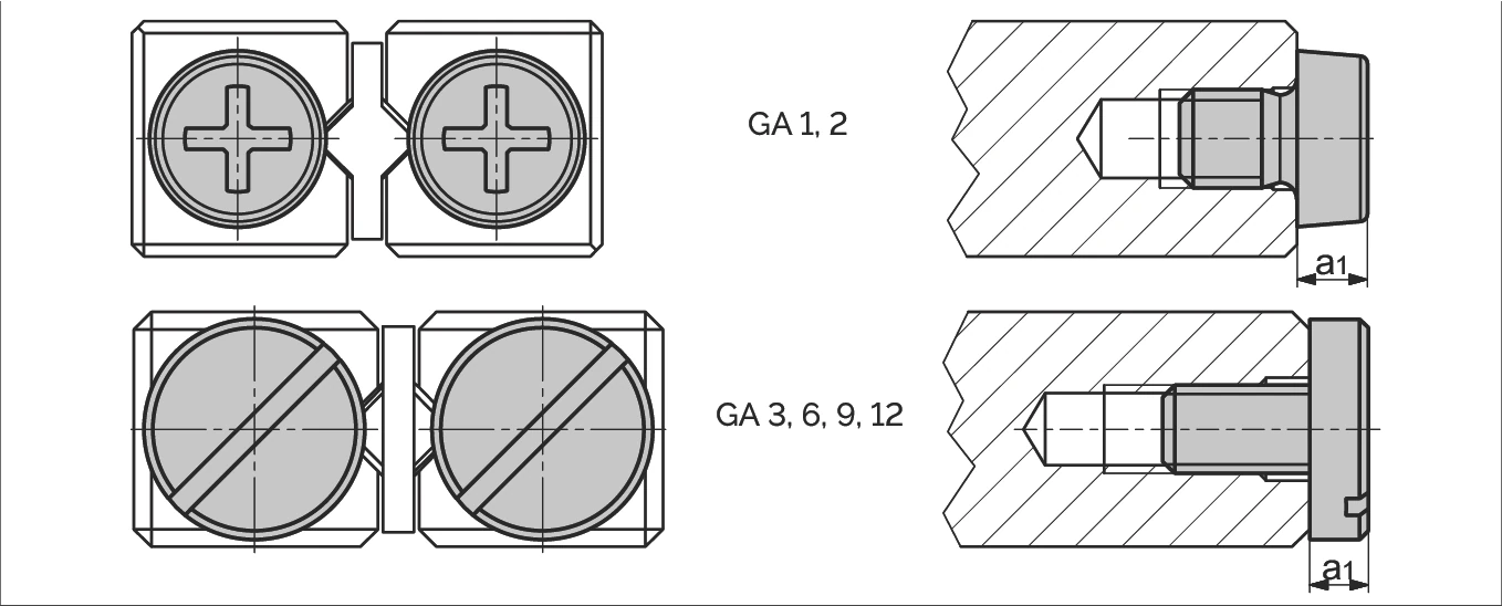 端螺絲 GA 尺寸圖