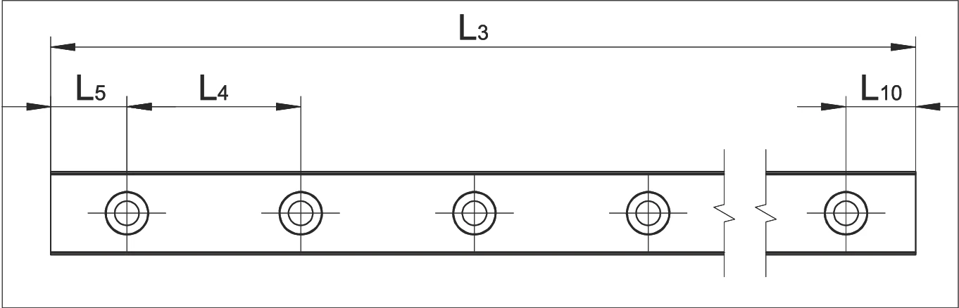 導軌尺寸與螺孔間距示意圖