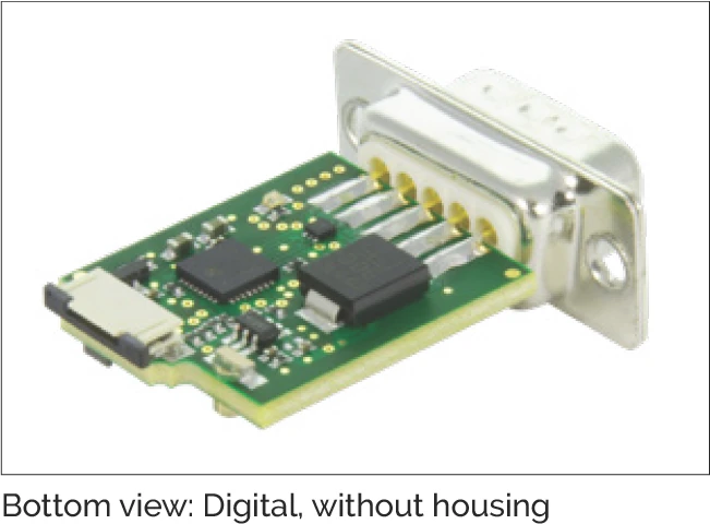 數位介面模組底視圖（無外殼），可見 IC 晶片與焊點