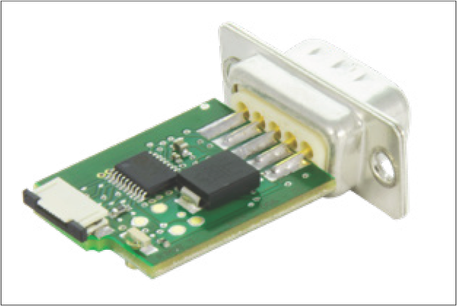 類比介面模組底視圖（無外殼），可見 IC 晶片與焊點