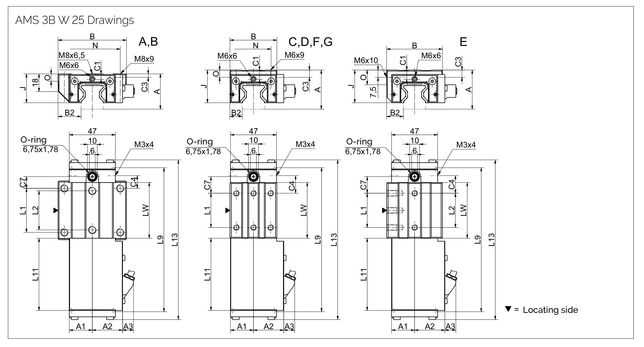 AMS 3B W 25 滑塊尺寸圖