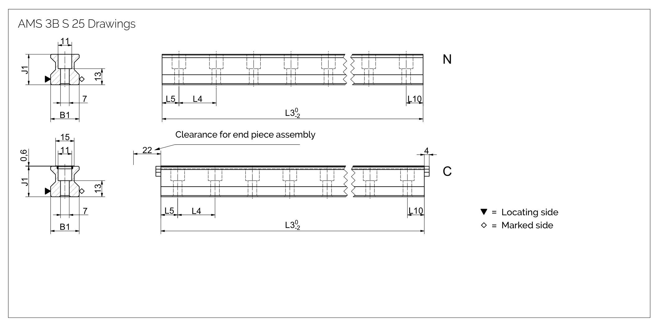 AMS 3B S 25 導軌尺寸圖