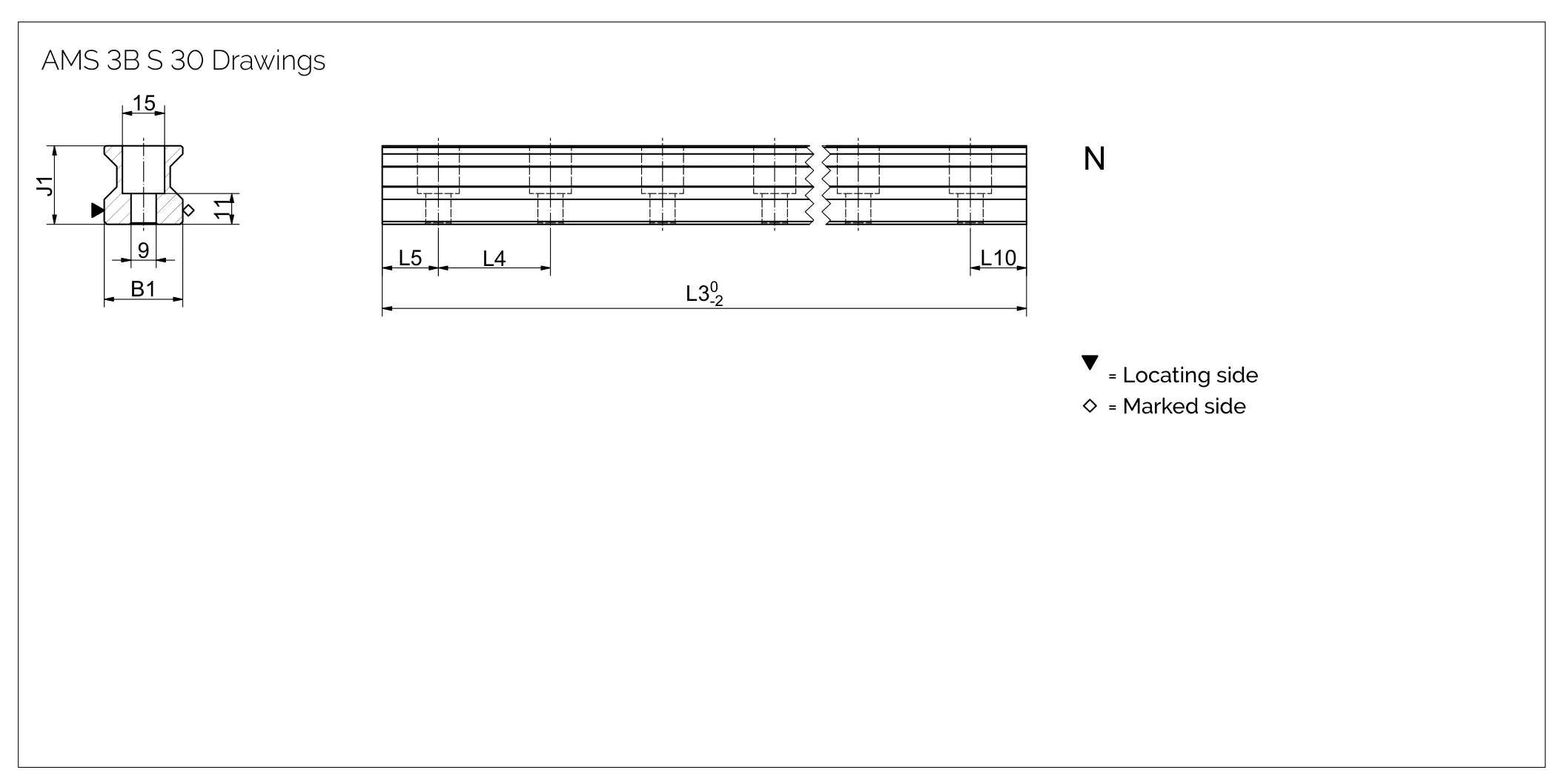 AMS 3B S 30 導軌尺寸圖
