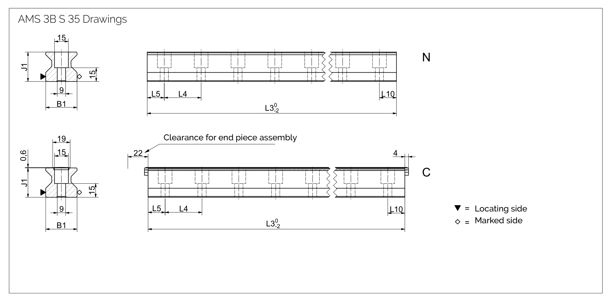 AMS 3B S 35 導軌尺寸圖