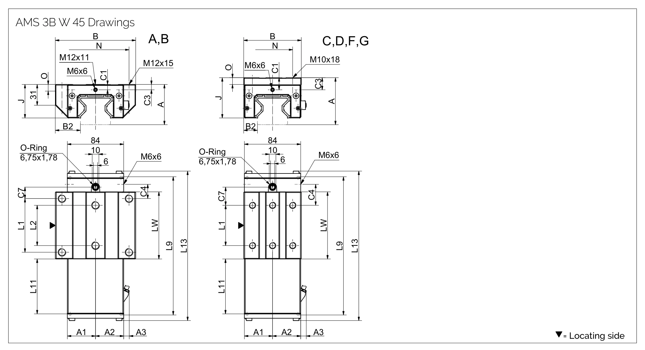 AMS 3B W 45 滑塊尺寸圖