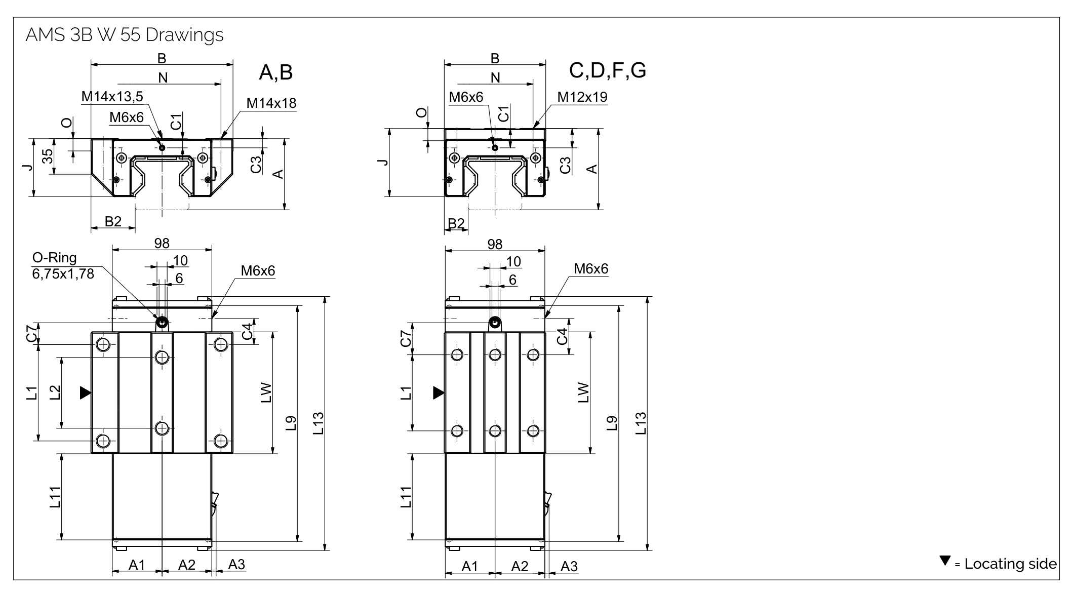 AMS 3B W 55 滑塊尺寸圖