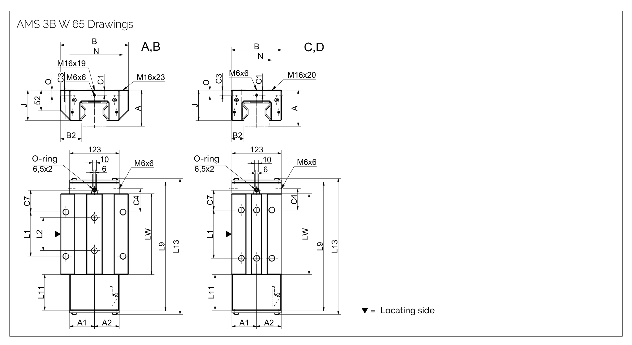 AMS 3B W 65 滑塊尺寸圖