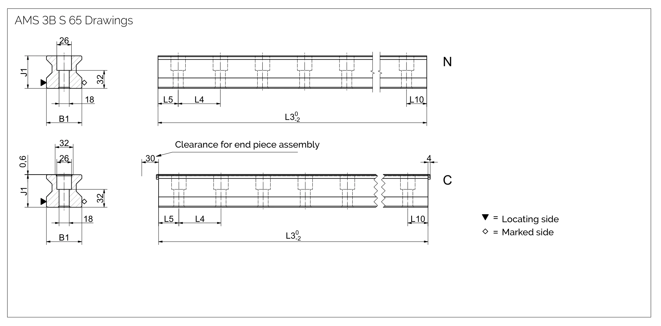 AMS 3B S 65 導軌尺寸圖