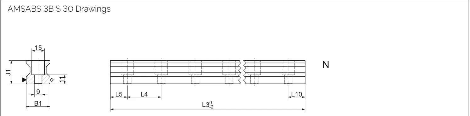 導軌尺寸圖 AMSABS 3B S 30