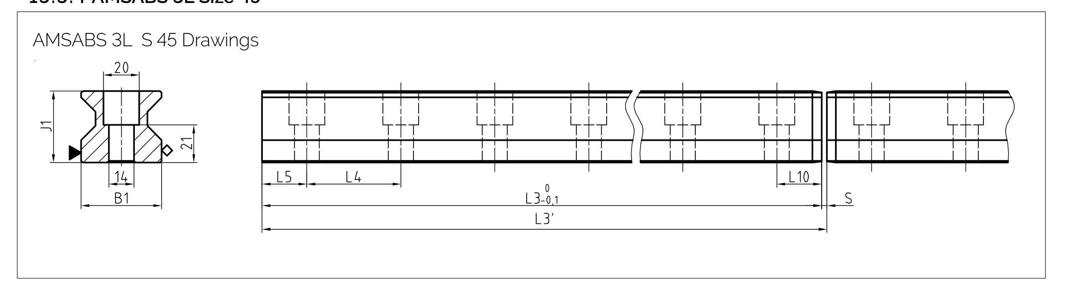 導軌尺寸圖 AMSABS 3L S 45