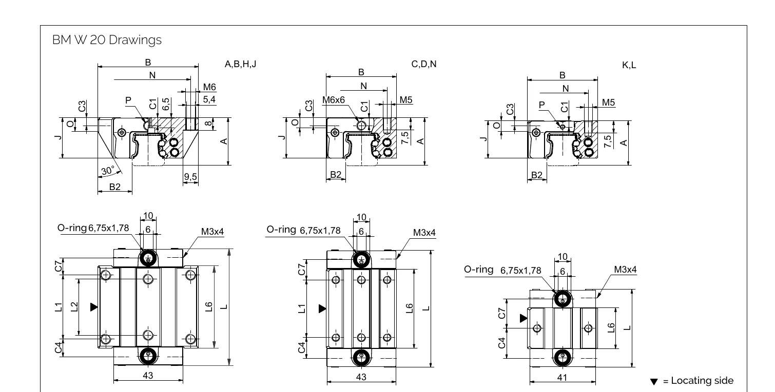 BM W 20 滑塊尺寸圖