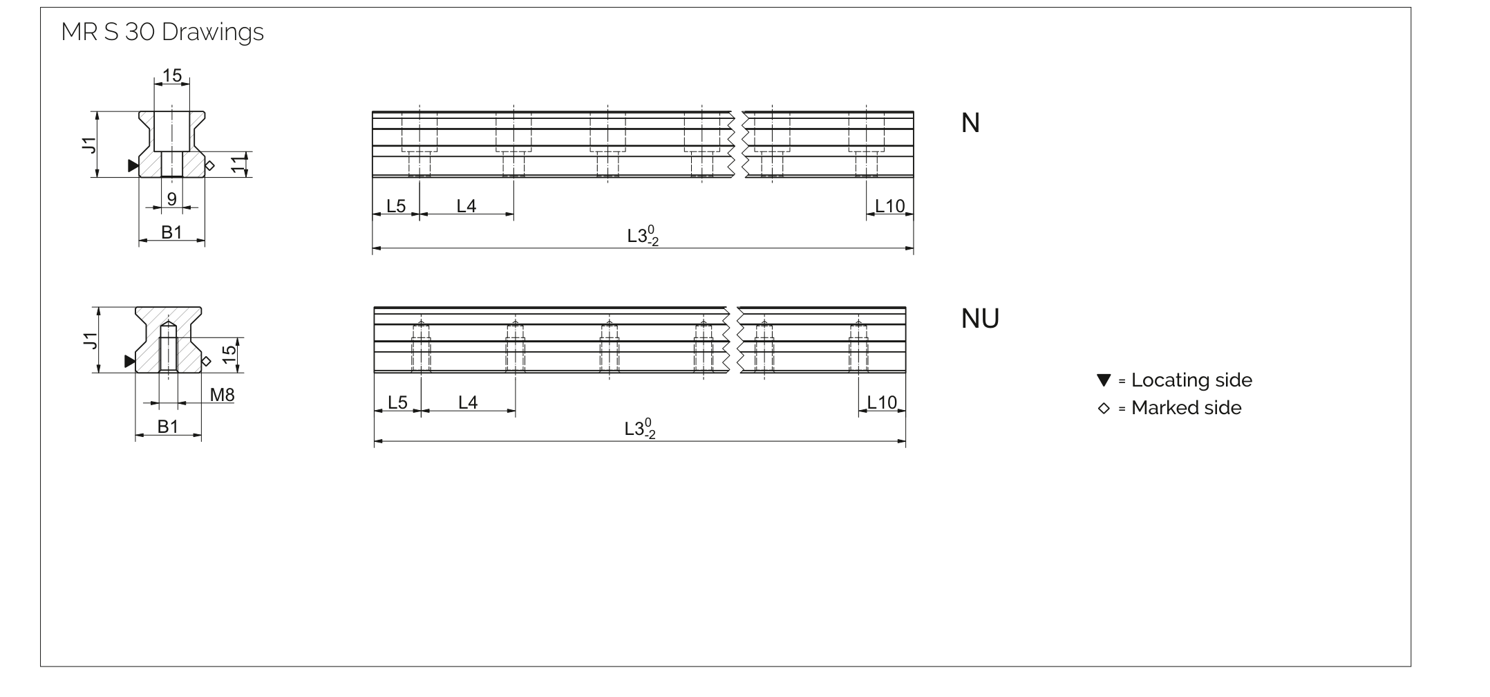 MR S 30 導軌尺寸圖