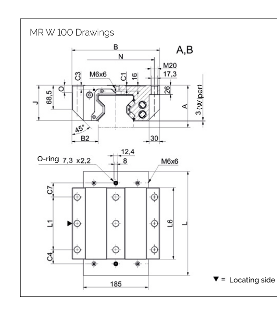 MR W 100 滑塊尺寸圖