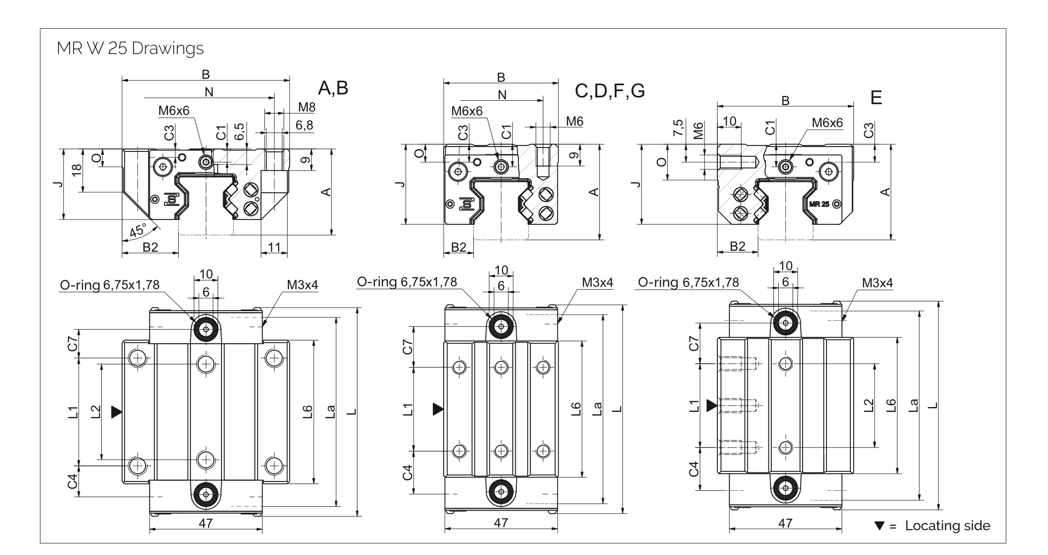 MR W 25 滑塊尺寸圖