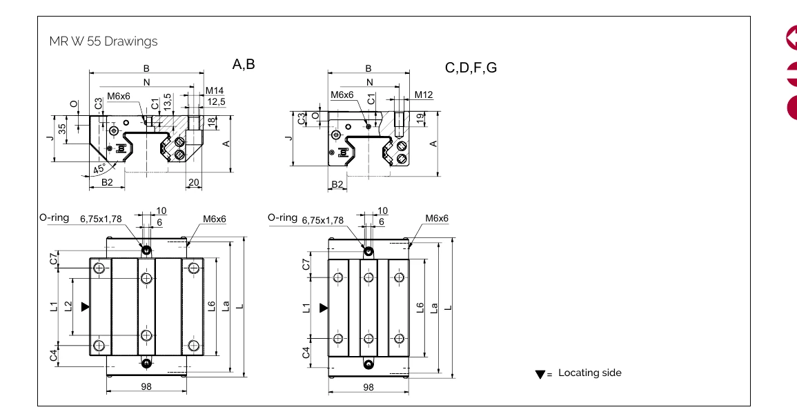 MR W 55 滑塊尺寸圖